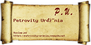 Petrovity Uránia névjegykártya